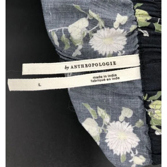 Anthropologie Womens Eyelet Micro Shorts L Black Floral Pajama Shorts Loungewear - Picture 5 of 10